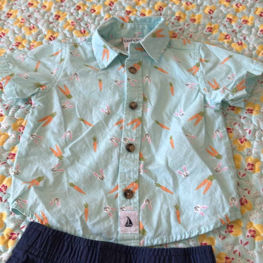 Land’ n Sea Two Piece Outfit Short Sleeve Button Down Shirt & Shorts 12 m NWOT - Picture 2 of 10